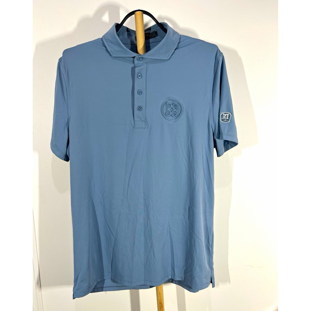 G FORE Golf Polo Mens Large Blue Tonal Circle Logo Performance Luxury Shirt